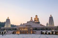 Sunset at Fo Guang Shan buddist temple of Kaohsiung, Taiwan with many tourists walking by. Royalty Free Stock Photo