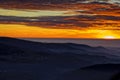 Sunset on fog and mountains in the Serra da Freita Arouca, Portugal