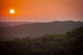 Sunset, Forest from the Dune du Pilat, the biggest sand dune in Europe, France Royalty Free Stock Photo