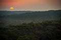 Sunset, Forest from the Dune du Pilat, the biggest sand dune in Europe, France Royalty Free Stock Photo