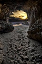 Sunset form inside cave Royalty Free Stock Photo