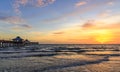 Sunset in Fort Myers Beach with a fishing pier Royalty Free Stock Photo