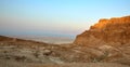 Sunset fortress Masada, desert, Israel