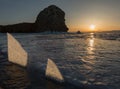 Sunset on the frozen Lake Baikal