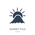 sunset fuji mountain icon in trendy design style. sunset fuji mountain icon isolated on white background. sunset fuji mountain Royalty Free Stock Photo