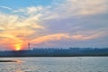 Sunset On Galati City And Danube Royalty Free Stock Photo