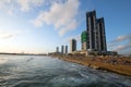 Sunset at the Galle Face beachfront urban park area in Colombo Sri Lanka