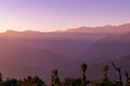 Sunset in Garhwal Himalayas during autumn season from Deoria Tal camping site.