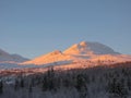 Sunset at Gaustatoppen in winter in Tuddal, Norway