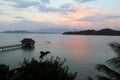Sunset on Gaya Island overlooking the Jetty and Kota Kinabalu Borneo - Gaya Island Sabah Malaysia Asia
