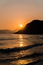 Sunset at Gerakas beach in zakynthos island,Greece Royalty Free Stock Photo