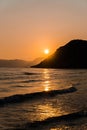 Sunset at Gerakas beach in zakynthos island,Greece Royalty Free Stock Photo