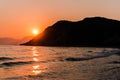 Sunset at Gerakas beach in zakynthos island,Greece Royalty Free Stock Photo