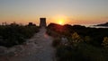 Sunset at Ghajn Tuffieha Tower, Malta Royalty Free Stock Photo