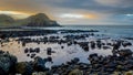 Sunset at the Giant Causeway, Northern Ireland, United Kingdom Royalty Free Stock Photo