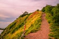 Sunset at Giant cliff at Larn island Koh Larn. Beautiful of sea at Chonburi, Thailand