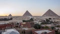 Sunset at the Giza Pyramid Complex in Cairo, Egypt Royalty Free Stock Photo