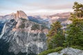 Sunset at Glacier Point in Yosemite National Park, California, USA. Royalty Free Stock Photo