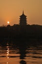 Sunset Glow at Leifeng Pagoda Royalty Free Stock Photo