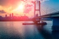 Sunset glow-Nanchang Bayi Bridge Royalty Free Stock Photo