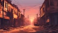 Sunset Glow Over Abandoned Street