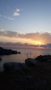 Sunset in Golden Bay, a beach in Malta Island.