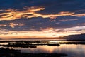 Sunset golden hour in Delta del Ebro natural Park Royalty Free Stock Photo