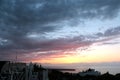 Sunset, golden hour at Santorini, view from Oia sunset view point, Greece