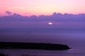 Sunset, golden hour at Santorini, view from Oia sunset view point, Greece