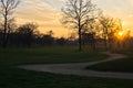 Sunset at golf course on Ada river island, Belgrade Royalty Free Stock Photo