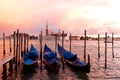 Sunset Gondolas, Venice, Italy Royalty Free Stock Photo