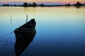 Danube River - landmark attraction in Romania. Colored sunset landscape in natural reserve of the Danube Delta Royalty Free Stock Photo