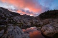 Sunset in the mountains with tarn pool Royalty Free Stock Photo