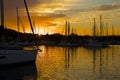 Sunset in Gouvia marina, Corfu Royalty Free Stock Photo