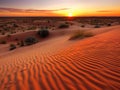 Sunset gradient in desert landscape high angle shot