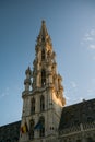 Sunset in Grand Place Market of Brussels in Belgium with blue sky and warm light Royalty Free Stock Photo