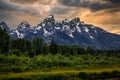 Sunset on the Grand Teton Range from Schwabacher Landing