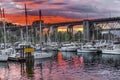 Sunset Granville Island Burrard Street Bridge Vancouver British Royalty Free Stock Photo