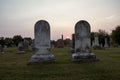 Sunset at Graveyard with Double Headstones