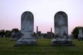 Sunset at Graveyard Pair of Headstones