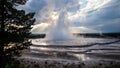 Sunset at the Great Fountain Geyser in Yellowstone National Park