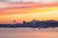 Sunset with Gwangan Bridge in Busan, South Korea Royalty Free Stock Photo