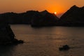 Sunset in Ha Long Bay Royalty Free Stock Photo