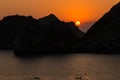 Sunset in Ha Long Bay Royalty Free Stock Photo