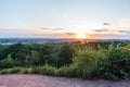 Sunset from Halda Ema hill above Ostrava city in Czech republic