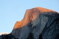 Sunset on Half Dome, Yosemite, view from Curry Village Parking Royalty Free Stock Photo
