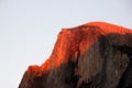 Sunset on Half Dome, Yosemite, view from Curry Village Parking Royalty Free Stock Photo