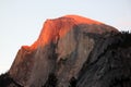 Sunset on Half Dome, Yosemite, view from Curry Village Parking Royalty Free Stock Photo