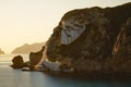 Sunset at Half moon bay beach on Ponza Island in Italy Royalty Free Stock Photo