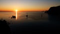 Sunset on Half moon bay beach on Ponza Island in Italy Royalty Free Stock Photo